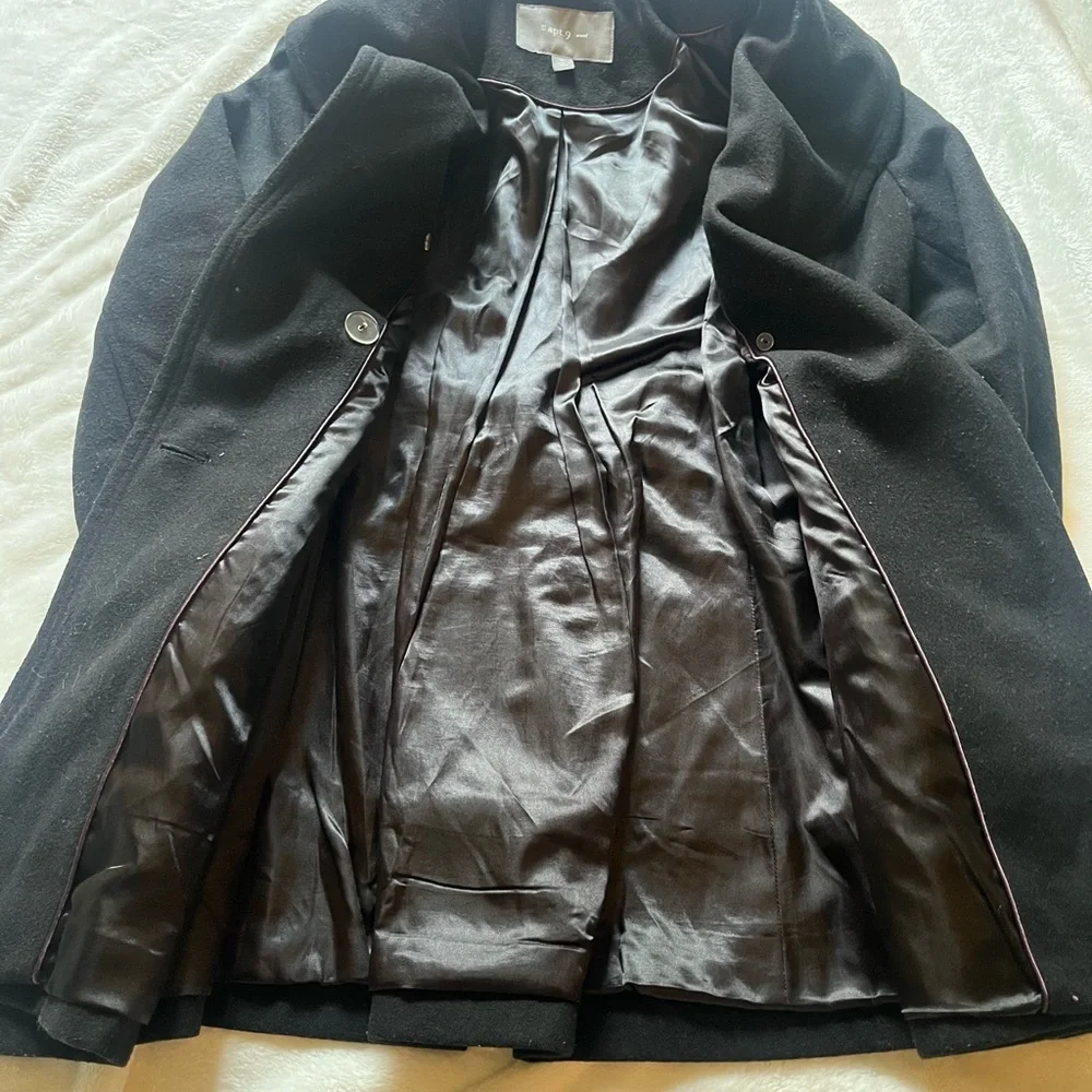 Apt 9 Peacoat Womans Medium - Wool Black - Shawl Collars Thick Warm Cozy - Picture 7 of 8